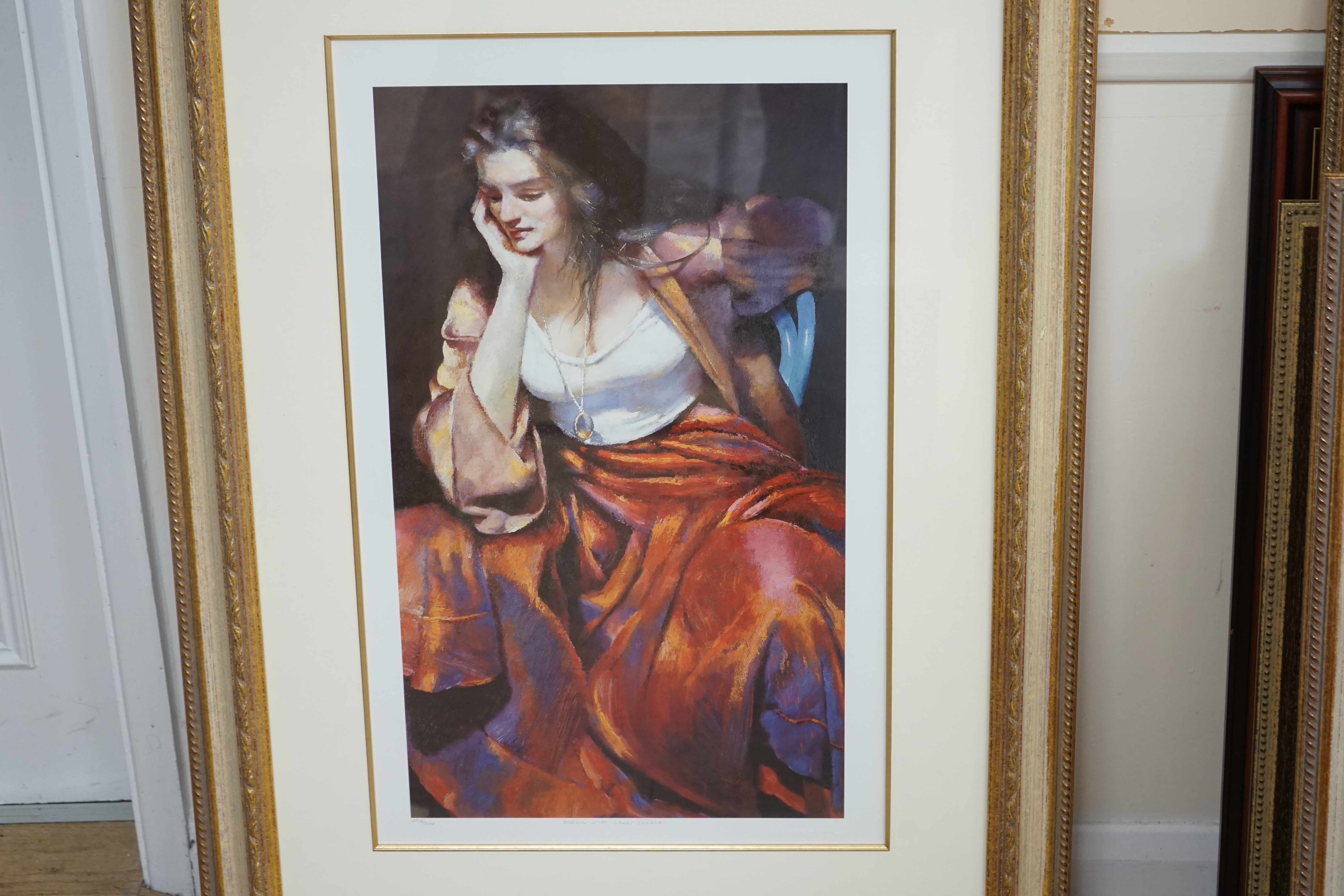 Robert Lenkiewicz (1941-2002), offset lithograph blind stamp signature, 'Esther with silver locket', title in pencil, 298/500, 60 x 35cm. Condition - good